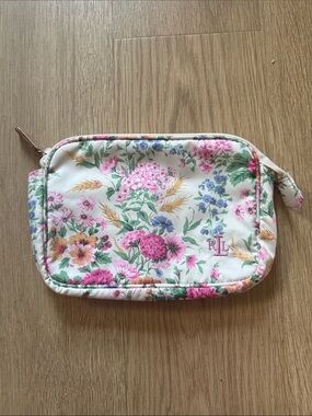 Ralph Lauren Pink Floral Quilted Cosmetic Pouch